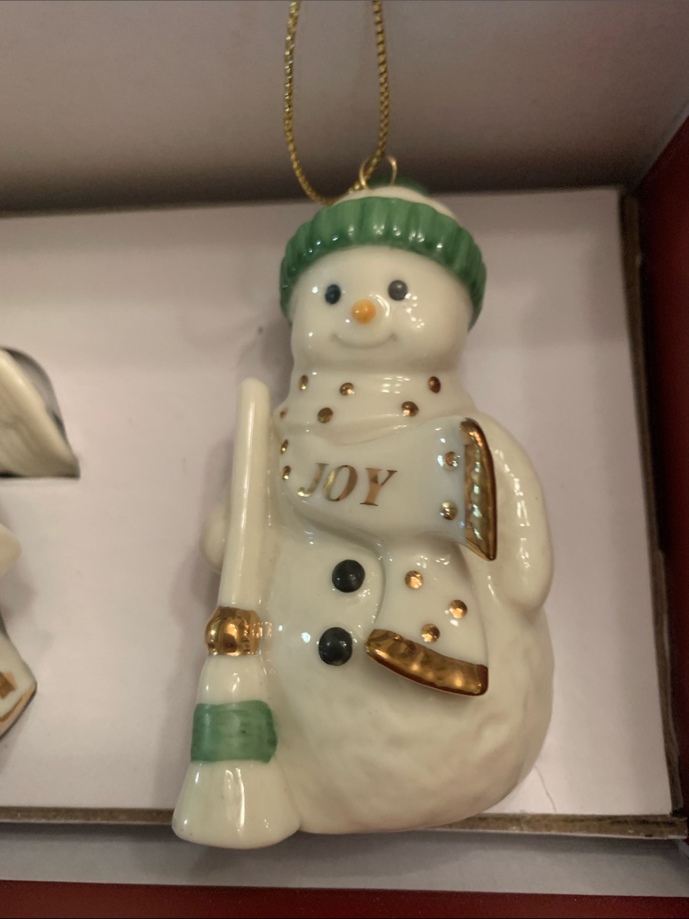 Lenox Cream & Gold Santa, Angel & Snowman Ornament Trio Collectible - Picture 4 of 7